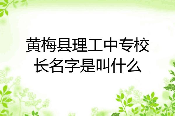 黄梅县理工中专校长名字是叫什么