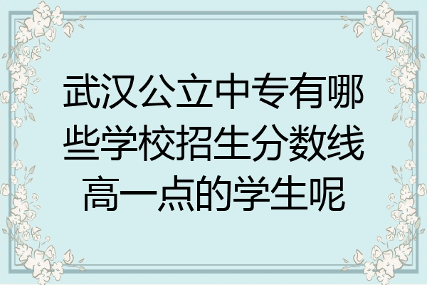 武汉公立中专有哪些学校招生分数线高一点的学生呢