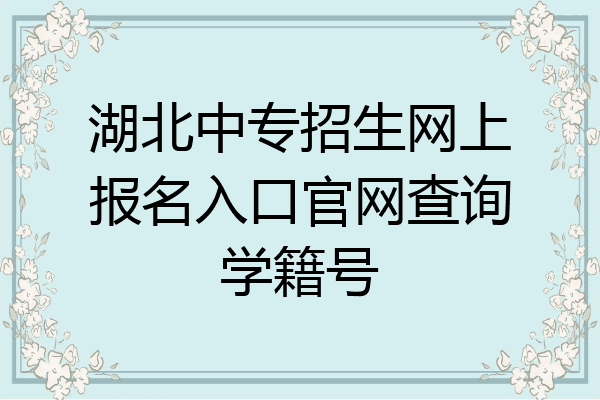 湖北中专招生网上报名入口官网查询学籍号