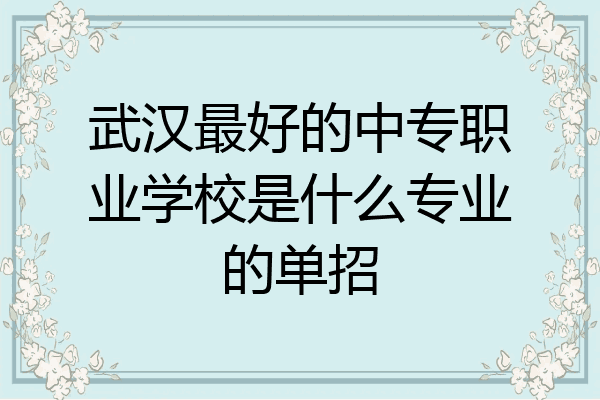 武汉最好的中专职业学校是什么专业的单招
