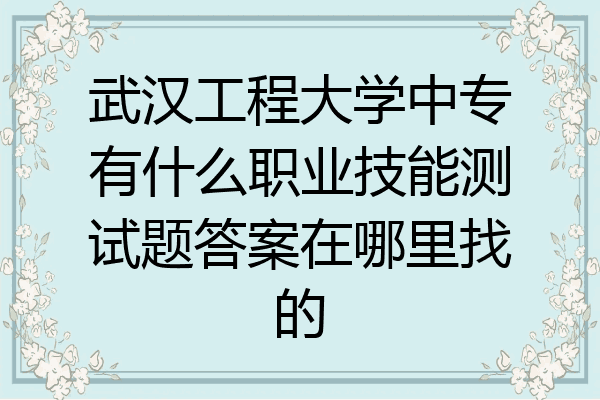 武汉工程大学中专有什么职业技能测试题答案在哪里找的
