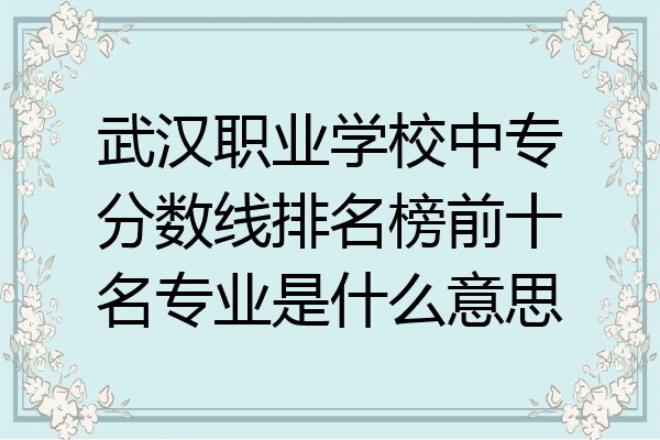 武汉职业学校中专分数线排名榜前十名专业是什么意思