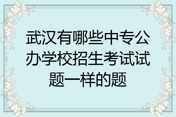 武汉有哪些中专公办学校招生考试试题一样的题