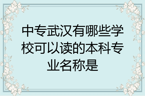 中专武汉有哪些学校可以读的本科专业名称是