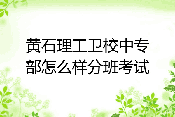 黄石理工卫校中专部怎么样分班考试