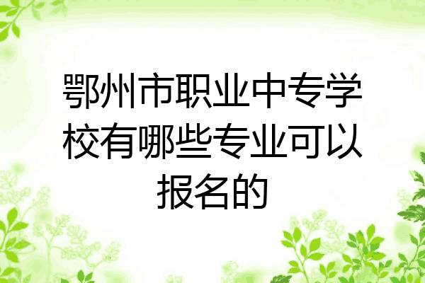 鄂州市职业中专学校有哪些专业可以报名的