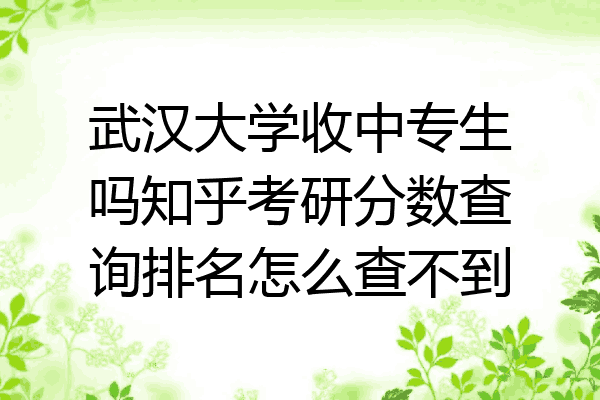 武汉大学收中专生吗知乎考研分数查询排名怎么查不到