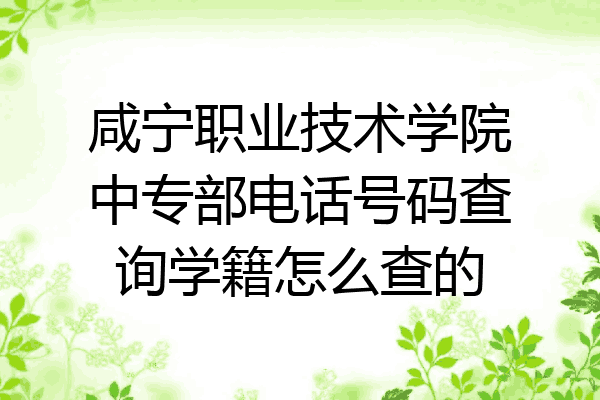 咸宁职业技术学院中专部电话号码查询学籍怎么查的