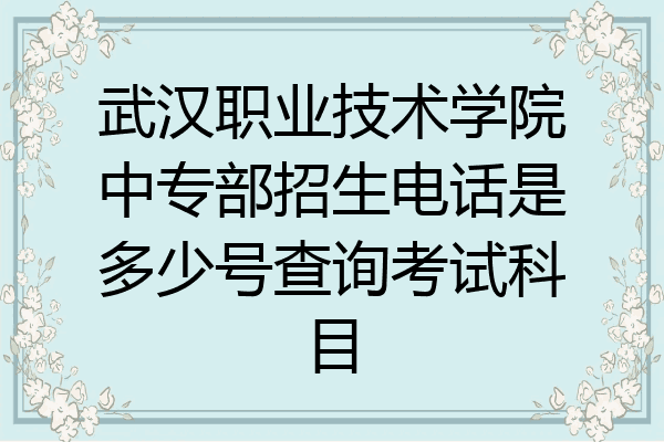 武汉职业技术学院中专部招生电话是多少号查询考试科目