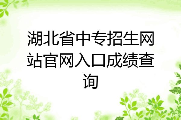 湖北省中专招生网站官网入口成绩查询