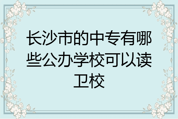 长沙市的中专有哪些公办学校可以读卫校