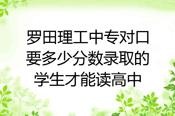 罗田理工中专对口要多少分数录取的学生才能读高中