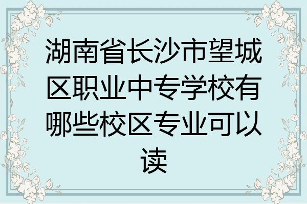 湖南省长沙市望城区职业中专学校有哪些校区专业可以读