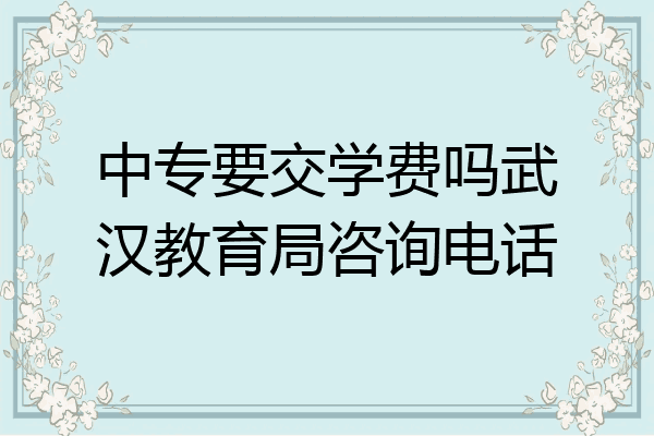 中专要交学费吗武汉教育局咨询电话