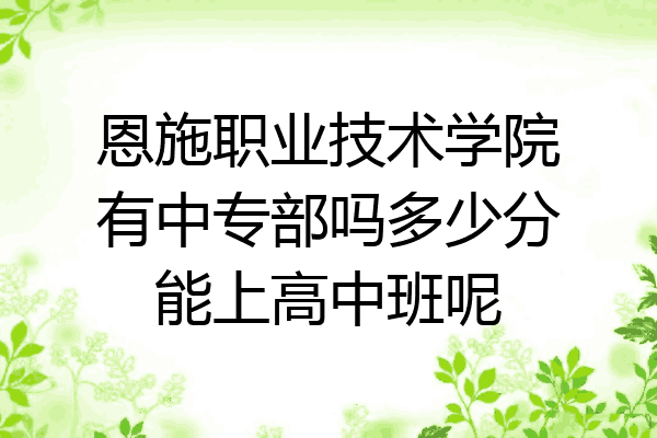 恩施职业技术学院有中专部吗多少分能上高中班呢