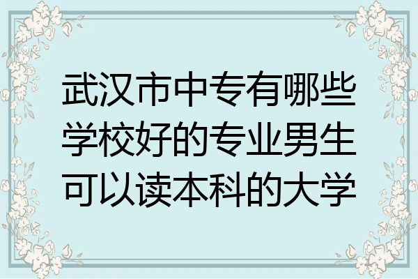武汉市中专有哪些学校好的专业男生可以读本科的大学
