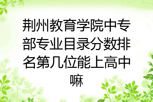 荆州教育学院中专部专业目录分数排名第几位能上高中嘛