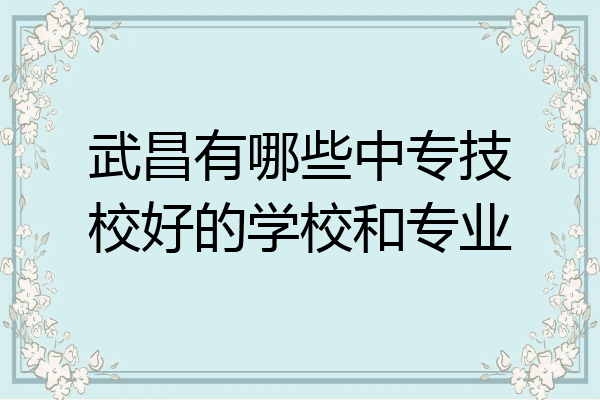 武昌有哪些中专技校好的学校和专业