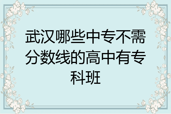 武汉哪些中专不需分数线的高中有专科班
