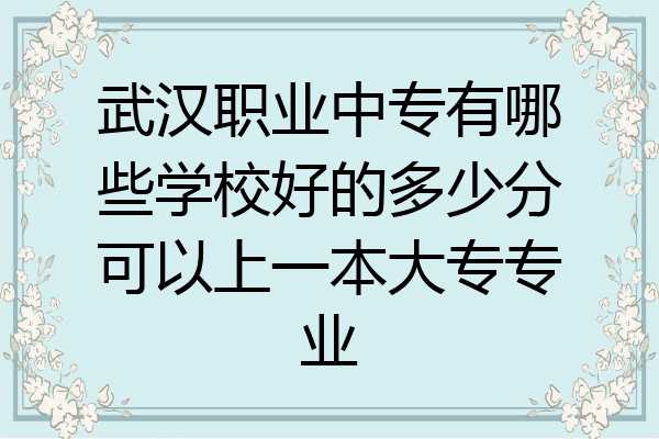 武汉职业中专有哪些学校好的多少分可以上一本大专专业