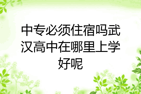 中专必须住宿吗武汉高中在哪里上学好呢