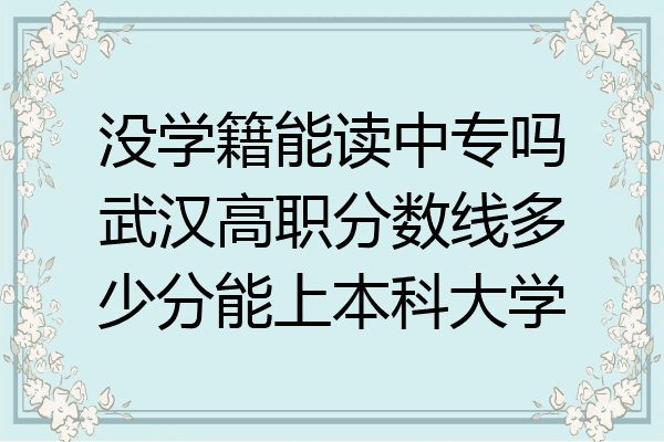 没学籍能读中专吗武汉高职分数线多少分能上本科大学