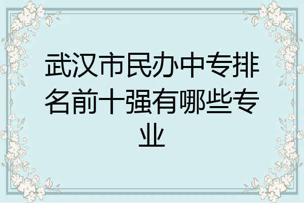 武汉市民办中专排名前十强有哪些专业