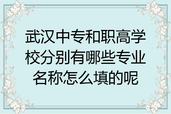 武汉中专和职高学校分别有哪些专业名称怎么填的呢