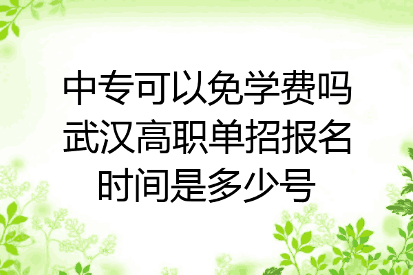 中专可以免学费吗武汉高职单招报名时间是多少号