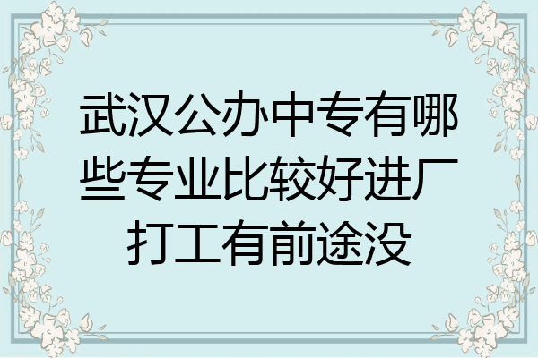 武汉公办中专有哪些专业比较好进厂打工有前途没