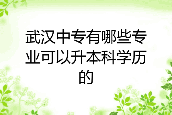 武汉中专有哪些专业可以升本科学历的