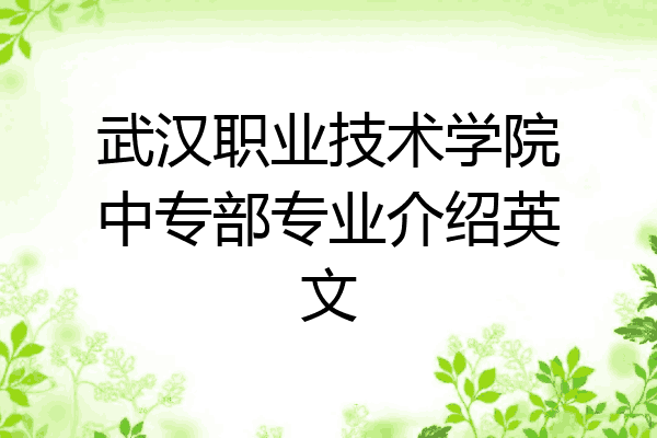 武汉职业技术学院中专部专业介绍英文
