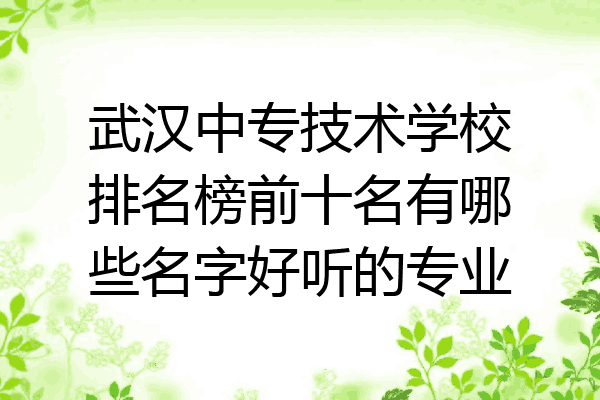 武汉中专技术学校排名榜前十名有哪些名字好听的专业