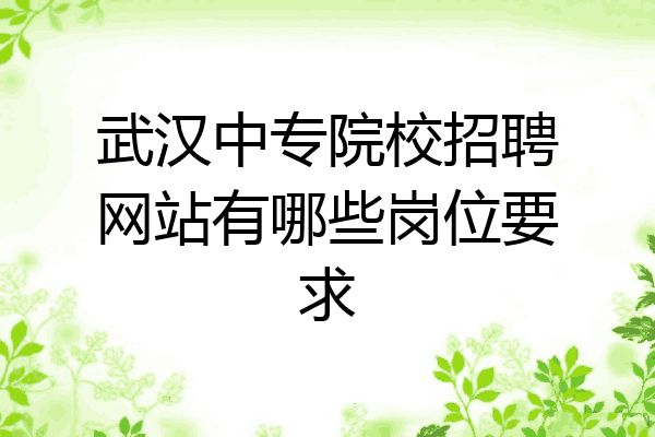武汉中专院校招聘网站有哪些岗位要求