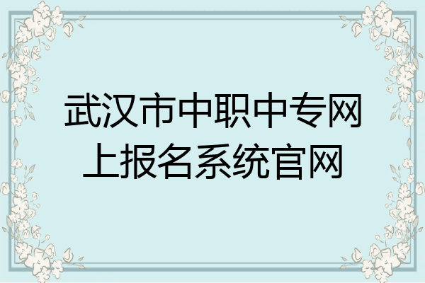 武汉市中职中专网上报名系统官网