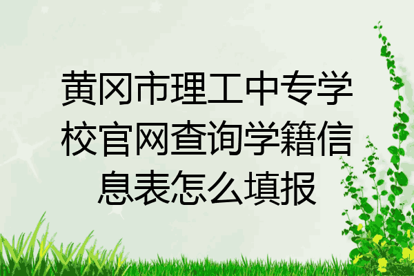 黄冈市理工中专学校官网查询学籍信息表怎么填报
