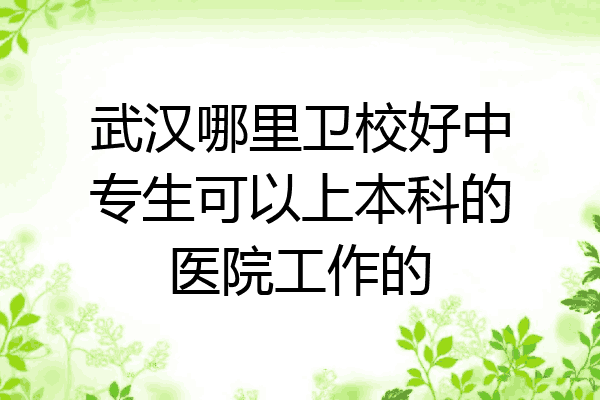 武汉哪里卫校好中专生可以上本科的医院工作的