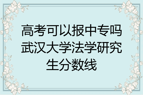 高考可以报中专吗武汉大学法学研究生分数线
