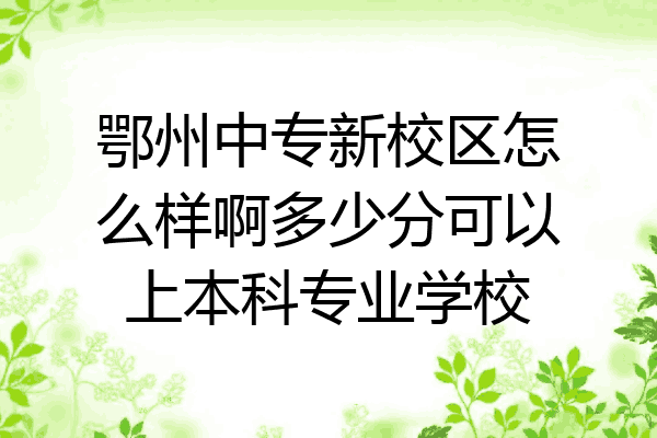 鄂州中专新校区怎么样啊多少分可以上本科专业学校