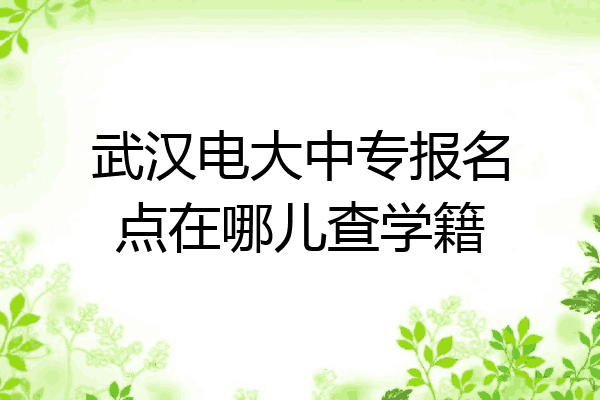 武汉电大中专报名点在哪儿查学籍