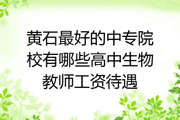 黄石最好的中专院校有哪些高中生物教师工资待遇