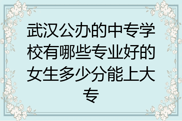 武汉公办的中专学校有哪些专业好的女生多少分能上大专