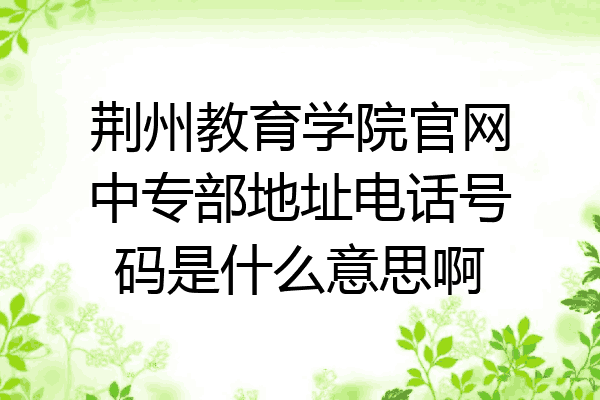 荆州教育学院官网中专部地址电话号码是什么意思啊