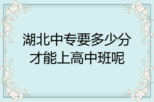 湖北中专要多少分才能上高中班呢