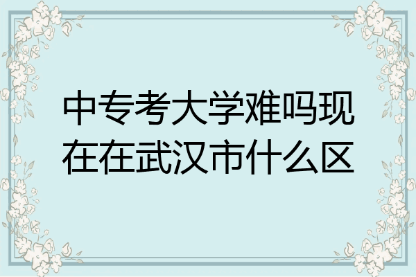 中专考大学难吗现在在武汉市什么区
