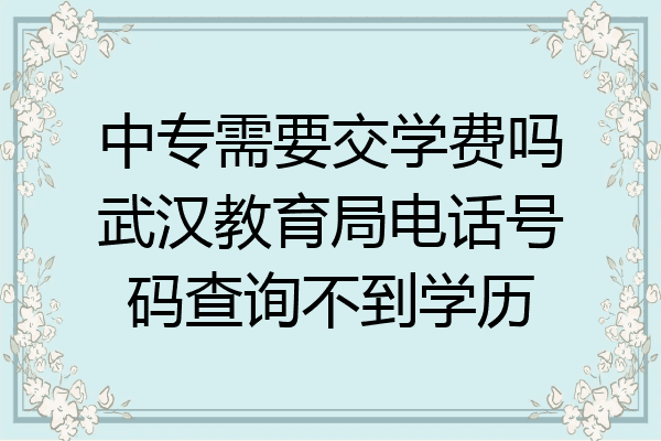 中专需要交学费吗武汉教育局电话号码查询不到学历