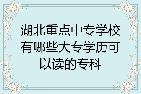 湖北重点中专学校有哪些大专学历可以读的专科