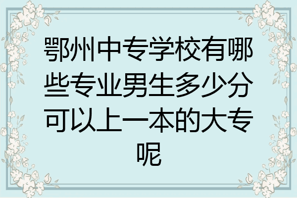 鄂州中专学校有哪些专业男生多少分可以上一本的大专呢