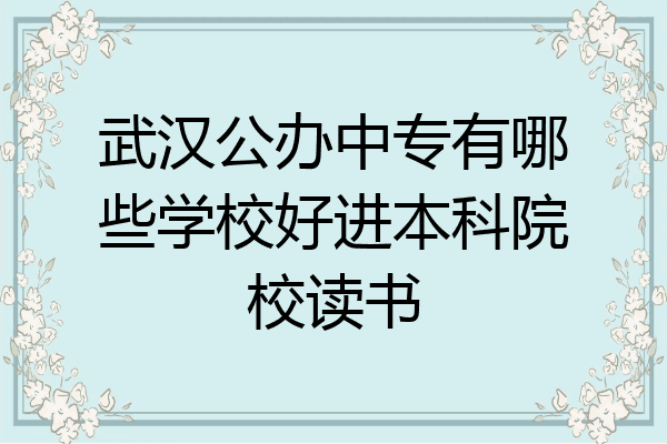 武汉公办中专有哪些学校好进本科院校读书