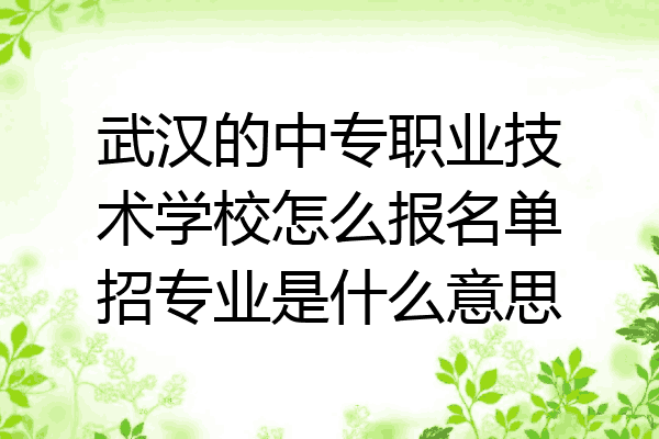 武汉的中专职业技术学校怎么报名单招专业是什么意思